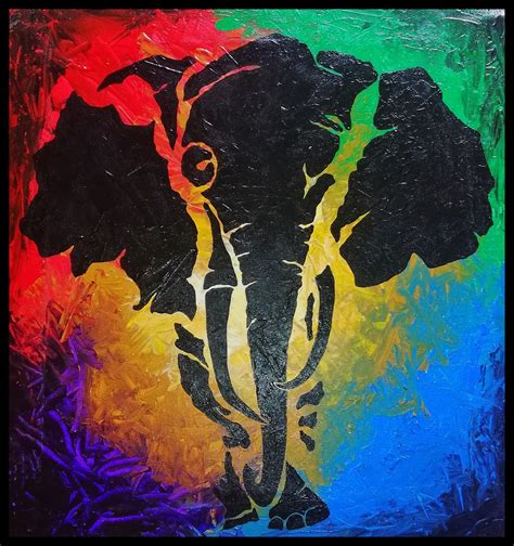 Handmade Canvas Acrylic Painting A Elephant Abstract Wall Art Etsy