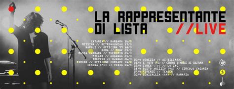 La rappresentante di lista, noto anche come lrdl, è un gruppo musicale italiano formato nel 2011 da veronica lucchesi e dario mangiaracina, a cui si sono aggiunti in seguito altri musicisti. La Rappresentante di Lista: nuovo album live e nuovo tour ...