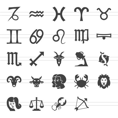 24 Zodiac Glyph Icons 56513 Icons Design Bundles