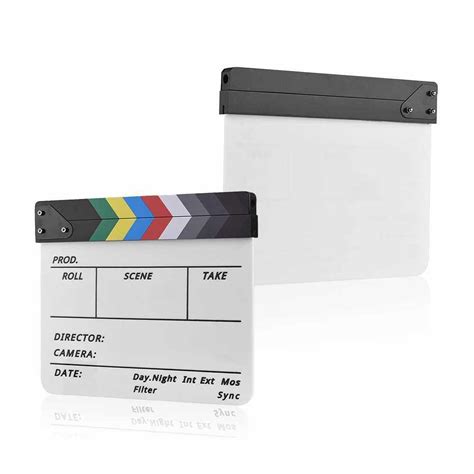 Professional Acrylic Clapboard Dry Erase Tv Film Movie Director Cut