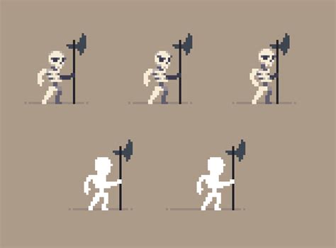 An Old Pixel Art Video Game Character With Different Poses And