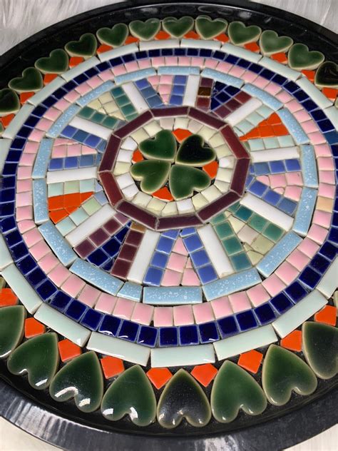 Vintage Multicolored Mosaic Tile Tray Mid Century Boho Etsy