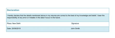 The resume declaration writing practice started back in the day when job applicants would post/email their job resumes to concerned personnel of the corporate instead of meeting with them first. Declaration in Resume for Freshers Examples & Tips 2021 ...