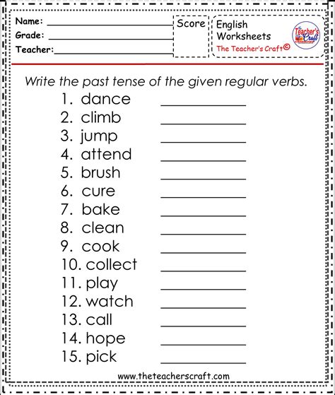 Regular And Irregular Verbs Worksheets For Grade Simple Past Tense My