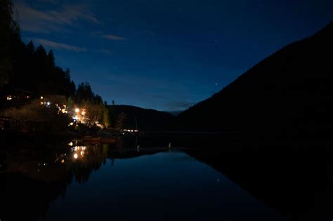 Nighttime Reflections Paul Lake Bc Britishcolumbia