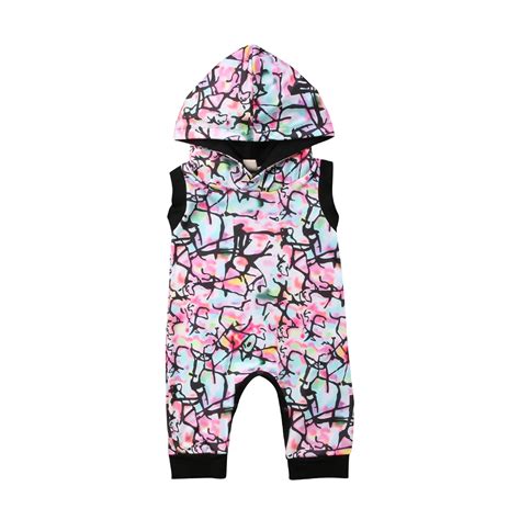 Cool Kids Baby Boy Girl Hooded Floral Print Rompers Sleeveless Jumpsuit