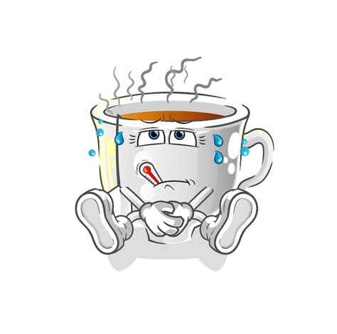 Premium Vector Tea Cup Sick Vector Cartoon Character
