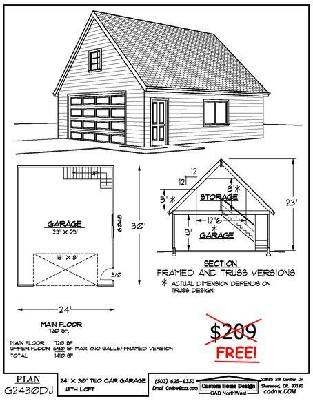 Cabin plans with loft and garage. 24' X 30' two story garage | favorite | Pinterest | Garage ...