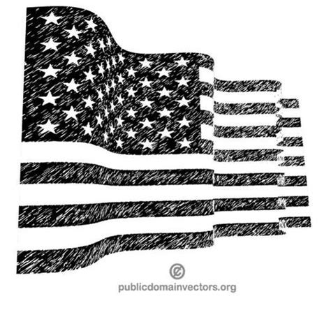 Black And White Wavy American Flag Public Domain Vectors
