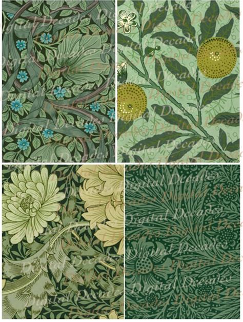 art nouveau floral greens wallpaper backgrounds by digitaidecades