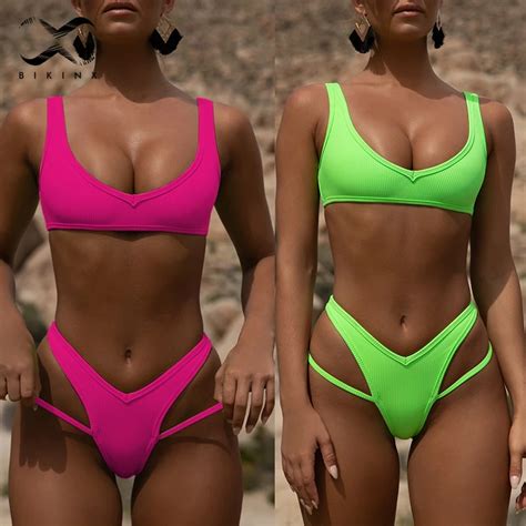 Neon Green Bikinis Mujer Bathers Sexy Thong Swimwear Hot Sex Picture