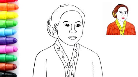 Contoh Mewarnai Ibu Kartini Cara Menggambar Pahlawan Ibu Kartini