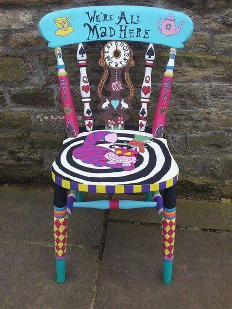 Alice In Wonderland Chair Hand Painted Chair Unique Art Whimsical