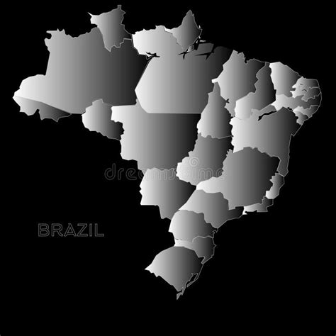 Brazil Outline Map On A Black Stock Illustration Illustration Of Gray