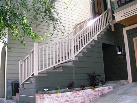 Step down on the interior, and up to two steps down to the landing on the exterior (regardless of which way the door swings, it can only swing over one step). Victorian entry stair rebuild - Traditional - Exterior ...