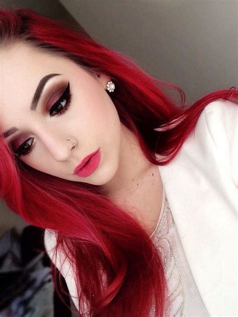 Added red highlights on black hair carry out a dimension that has such a chic impression. 40 Dark Red Hair Color Ideas | herinterest.com