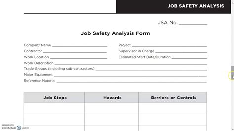Completing A Job Safety Analysis Form Youtube