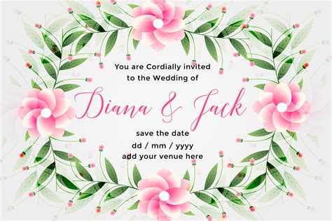 Wedding Card Design With Lovely Flower Decoration Download Free