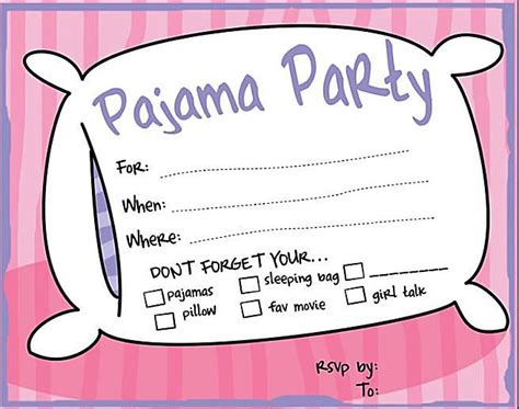 free printable slumber party invitations templates