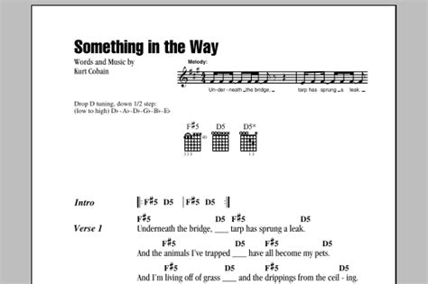 Something In The Way Sheet Music By Nirvana Lyrics And Chords 78412