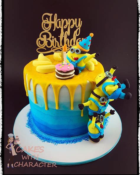 Minion Drip Cake Cakeswithcharacter Minion Birthday Cake Minion