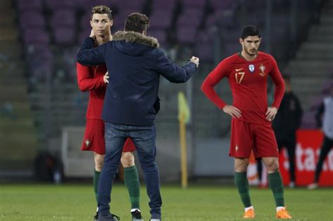 Watch Man Runs On Field To Kiss Cristiano Ronaldo During Portugal Game