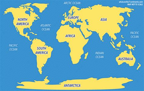 Map Of Seven Continents And Oceans Free Printable Maps