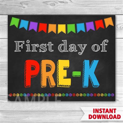 First Day Of Prek Sign Free Printable