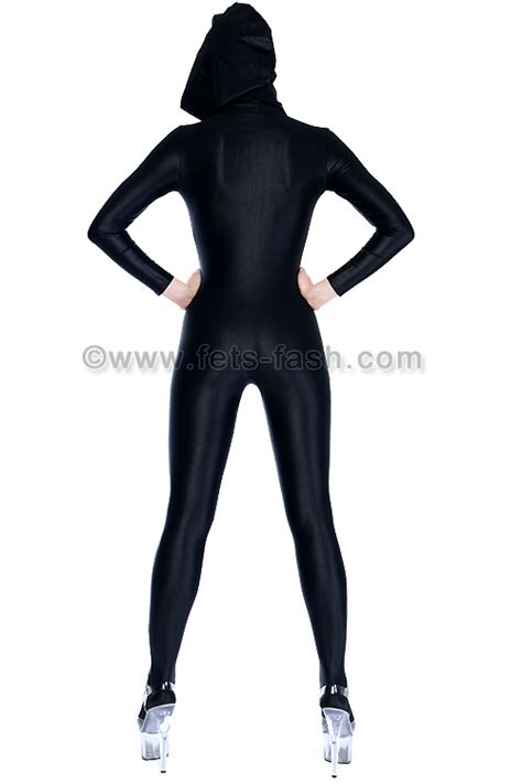 Fets Fash Catsuit Elastane Fabrics With Front Zip Fastener And Hood