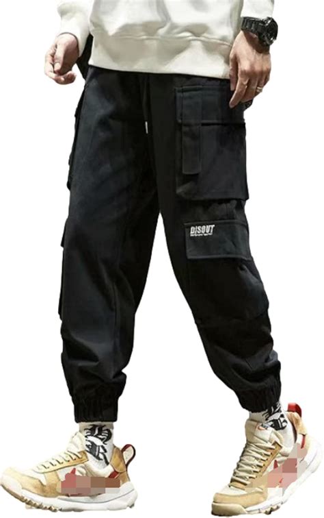 Mens Solid Color Multi Pocket Cargo Pants Elastic Waist Large Size Tapered Casual Comfortable