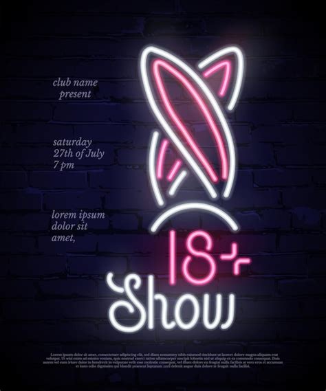 premium vector rabbits ears neon sign show party for adults only illustration