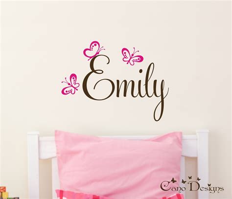 Personalized Name With Butterflies Custom Vinyl By Canodesigns