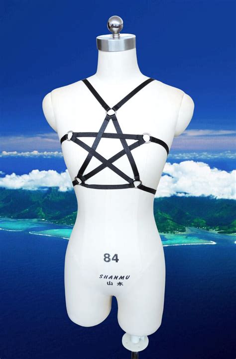 free shipping pentagram global body harness black body cage yoke use a009 in garters from