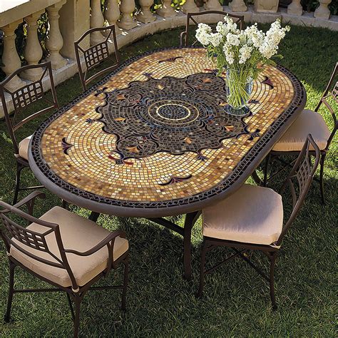 84 Knf Mosaic Patio Table Set Neille Olson Mosaics Iron Accents