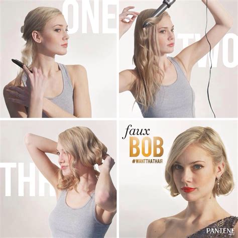 I normally blow dry my hair straight for these tutorials. Pin by Meghan Frederick on Hair ideas | Faux bob, Faux bob ...