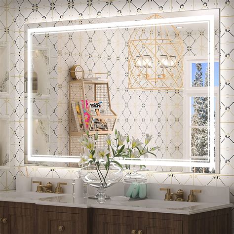 Keonjinn Led Bathroom Mirror With Frontlit And Backlit 55 X 36