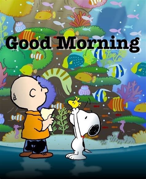 Good Morning Charlie Brown Snoopy And Woodstock Standing In Front Of