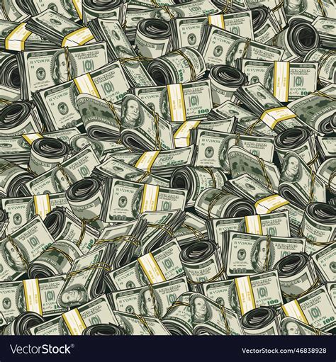 Money Pattern With Pile Of 100 Us Dollar Bills Vector Image