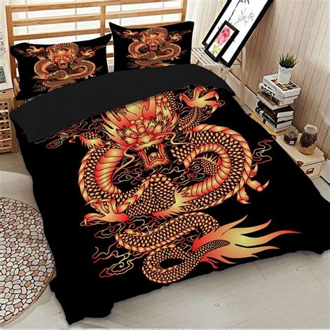 Wongs Bedding 3d Printing Dragon Duvet Cover Black Bedding Set Single