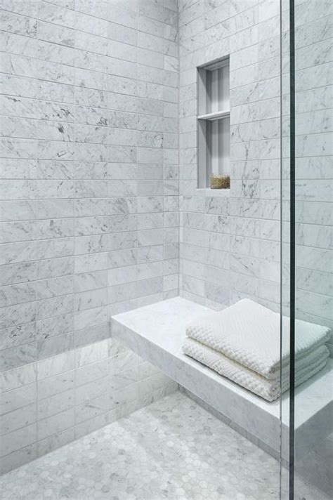 Carrera Marble Floating Shower Bench With Custom Lighting