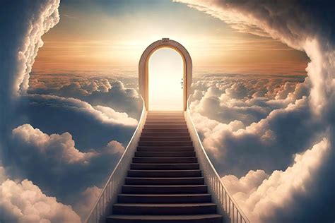 Premium Photo Divine Arch In Clouds At End Of Stairway To Heaven