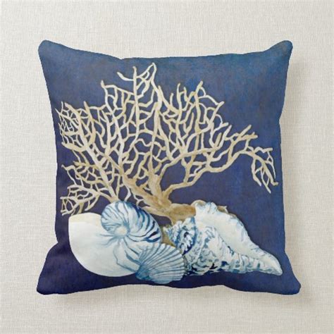 Maybe you would like to learn more about one of these? Indigo Ocean Coral Seashells Nautical Beach House Pillow ...