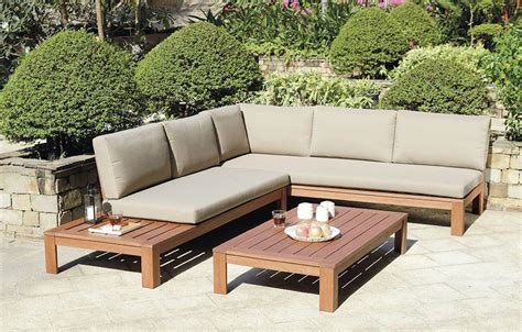 It continues to be a popular sofa design today. Wooden Outdoor L Shape Sofa | Garden sofa set, Corner sofa ...