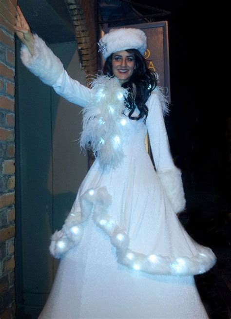 Gorgeous Winter Wonderland Stilt Character With Light Up Costume