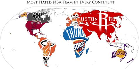 Oklahoma city, portland, utah, denver, minnesota. Most Hated NBA team in every continent world map chart HD ...