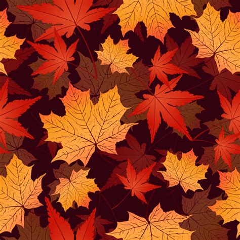 Seamless Autumn Leaves Pattern Vectors Material 02 Free Download