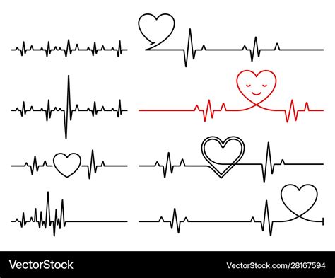Heart Pulse Cardiogram Line Heartbeat Royalty Free Vector