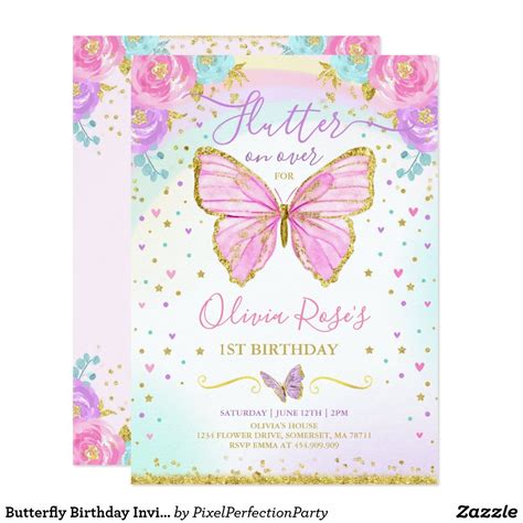 Butterfly Birthday Invitation Butterfly Party Butterfly