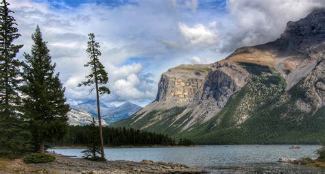 Lake And Rock Landscape Scenic At Banff National Park Alberta Canada