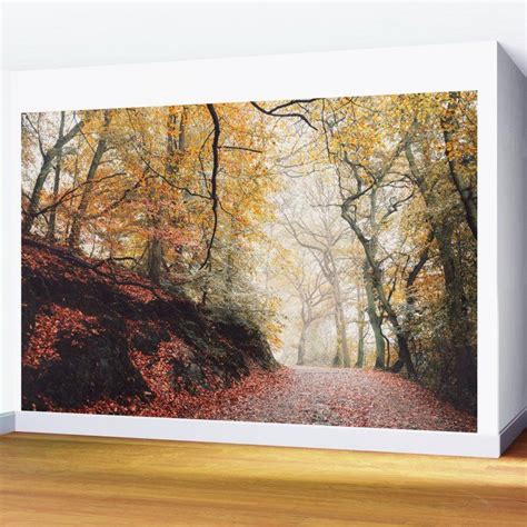 Path Through The Autumn Forest Wall Mural Autumn Forest Forest Art